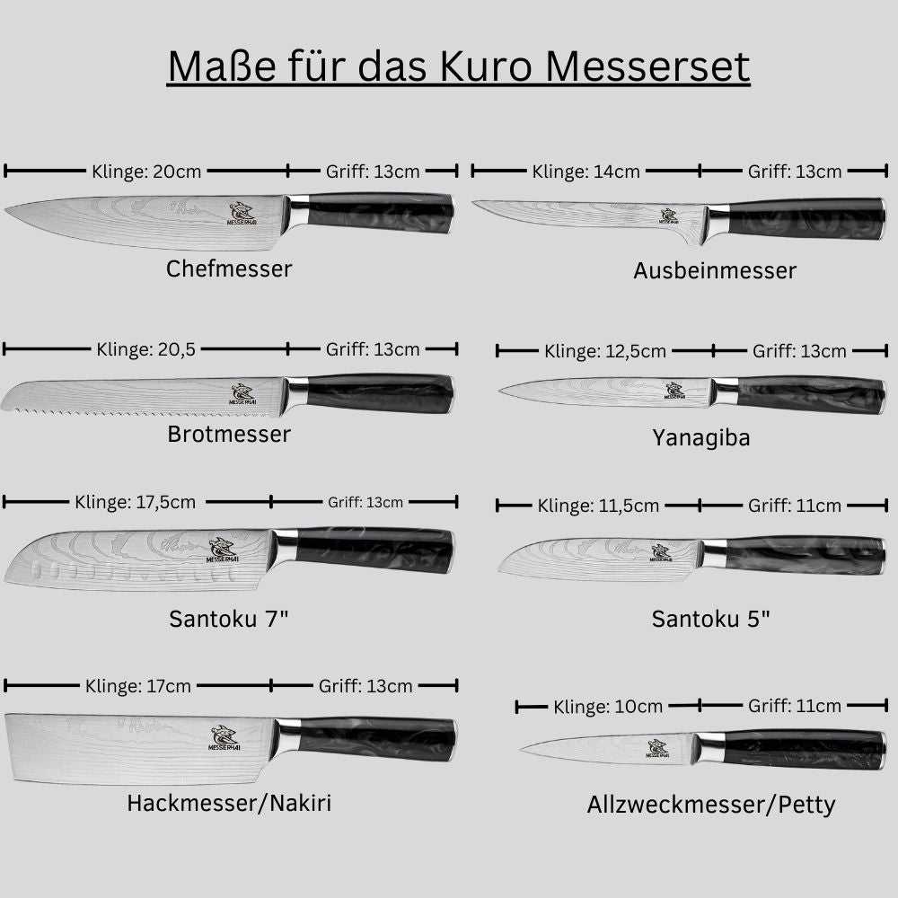 Asiatisches Messerset Premium Kuro Black Edition
