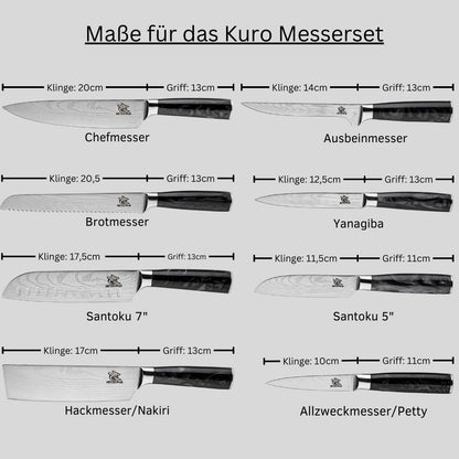 Asiatisches Messerset Premium Kuro Black Edition