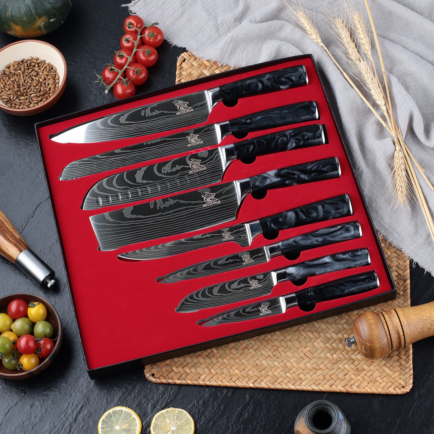 Asiatisches Messerset Premium Kuro Black Edition