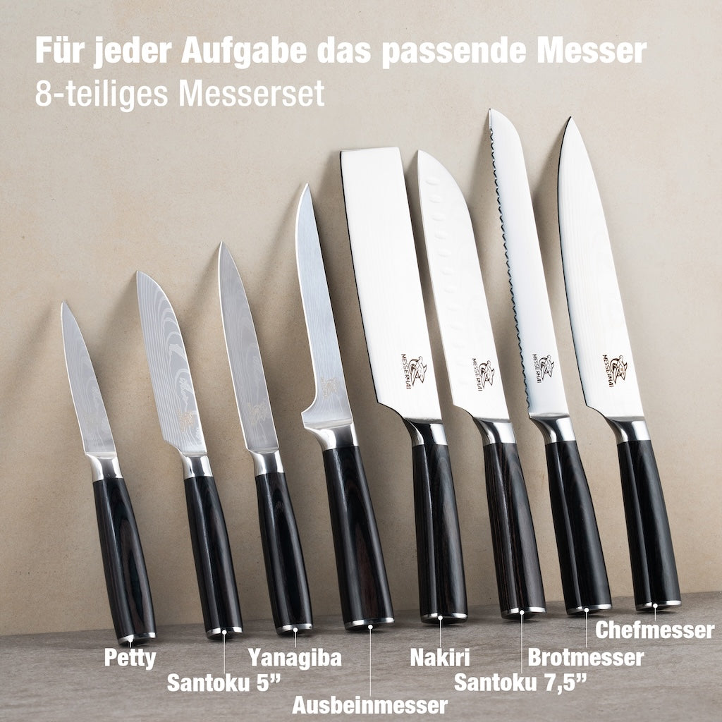 Asiatisches Messerset Premium Sakura Black- Wood Edition