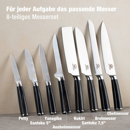 Asiatisches Messerset Premium Sakura Black- Wood Edition