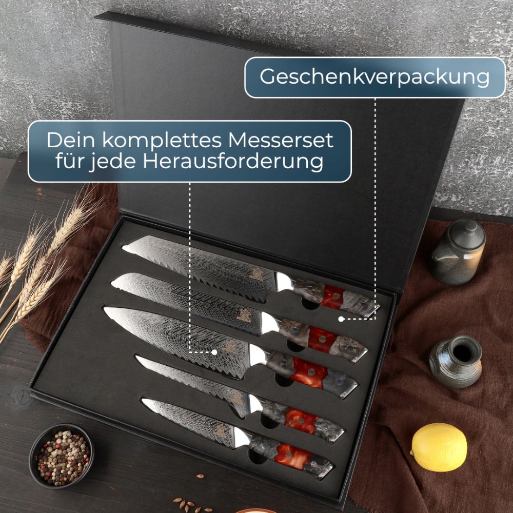 Damastmesser-Set Bushido