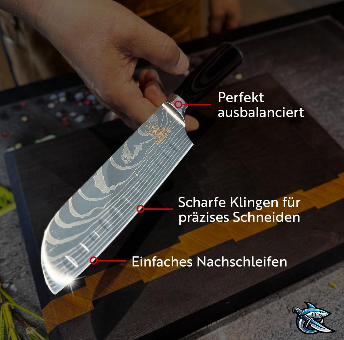 Asiatisches Messerset Premium Sakura Black- Wood Edition