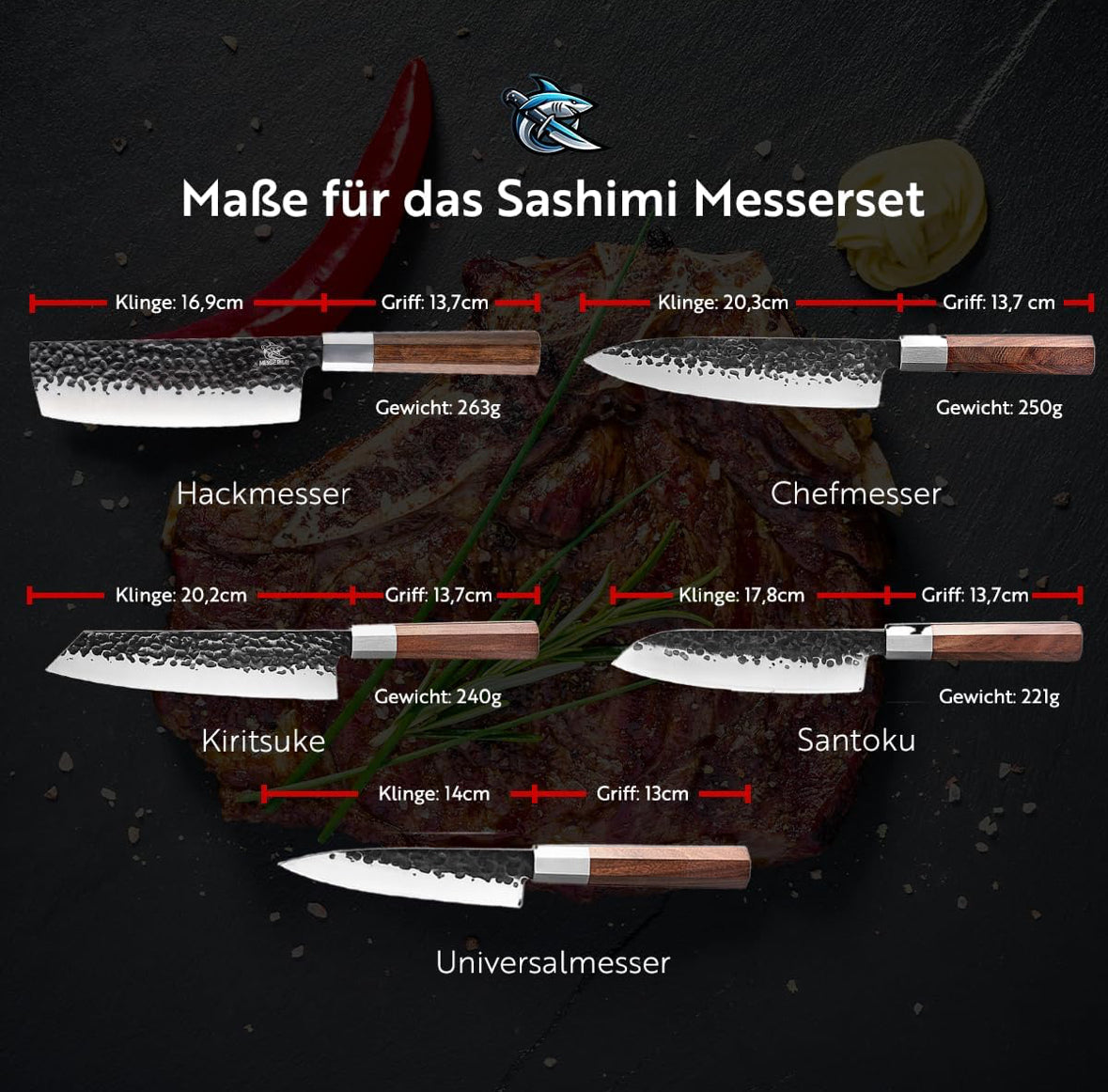 Asian knife set Premium Sashimi