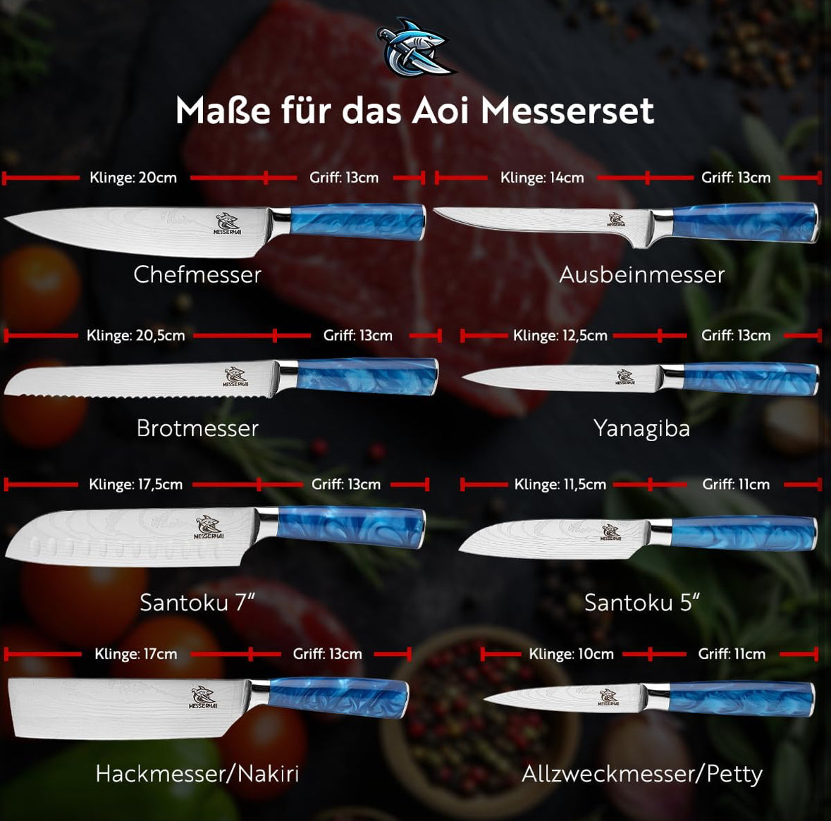 Asian knife set Premium Aoi