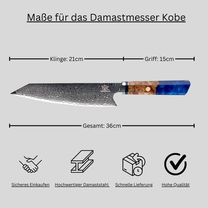 Damastmesser Kobe inkl. Holz-Sheat