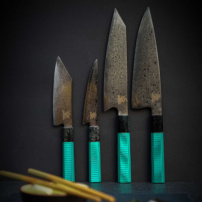 Damascus knife set Wasabi