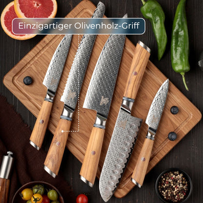 Damascus knife set Oribu