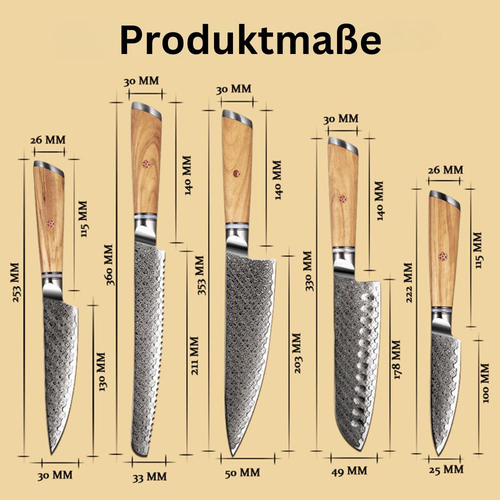 Damascus knife set Oribu