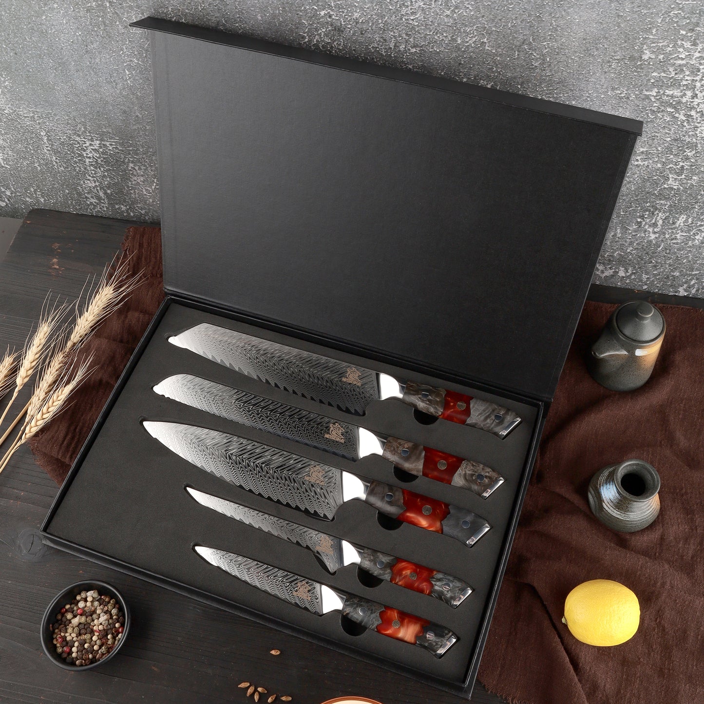 Damastmesser-Set Bushido